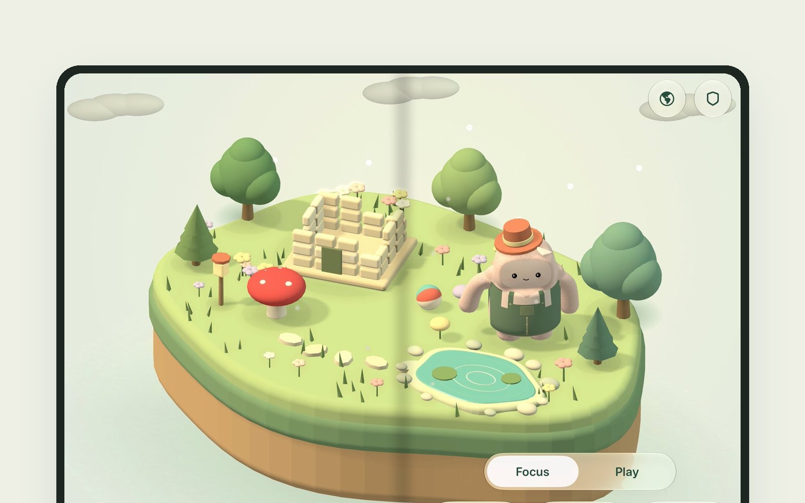 Olly on his island inside an unfolded iPhone Duo